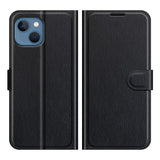 Full-Protective-Litchi-Skin-Leather-Wallet-Case-Mobile-Phone-Stand-Case-Cover-for-iPhone-13-mini-5.4-inch-Black