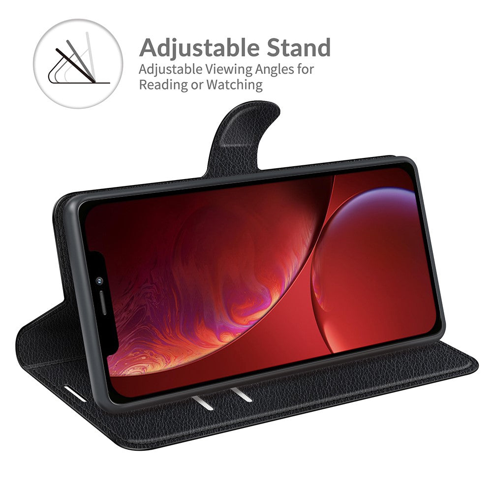 Full-Protective-Litchi-Skin-Leather-Wallet-Case-Mobile-Phone-Stand-Case-Cover-for-iPhone-13-mini-5.4-inch-Black