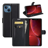 Full-Protective-Litchi-Skin-Leather-Wallet-Case-Mobile-Phone-Stand-Case-Cover-for-iPhone-13-mini-5.4-inch-Black