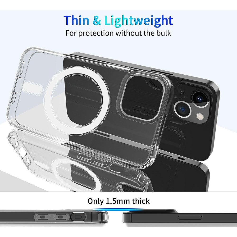 For-iPhone-13-6.1-inch-Compatible-with-MagSafe-Wireless-Charging-Hard-Acrylic+PC-Back-Soft-TPU-Case-TPU-Case-Corner-Protection-High-Impact-Protective-Clear-Cover