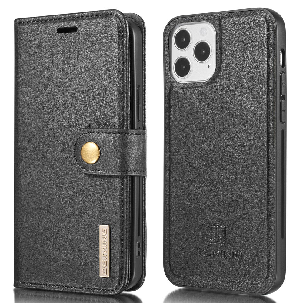 DG.MING-For-iPhone-13-Full-Protection-Anti-scratch-Split-Leather-Wallet-Detachable-2-in-1-Phone-Case-Black