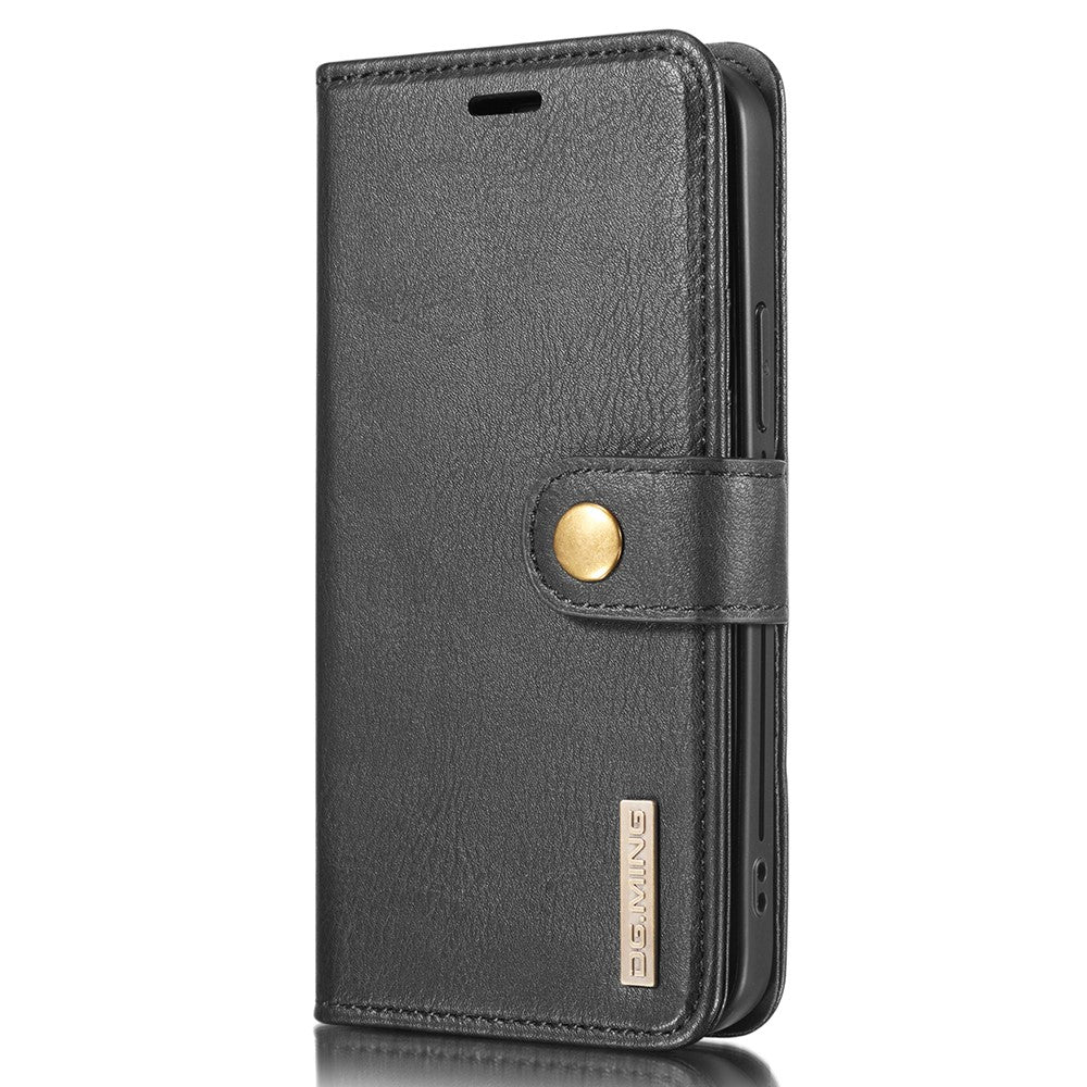 DG.MING-For-iPhone-13-Full-Protection-Anti-scratch-Split-Leather-Wallet-Detachable-2-in-1-Phone-Case-Black