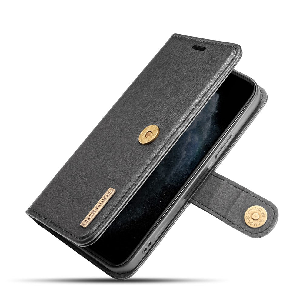 DG.MING-For-iPhone-13-Full-Protection-Anti-scratch-Split-Leather-Wallet-Detachable-2-in-1-Phone-Case-Black