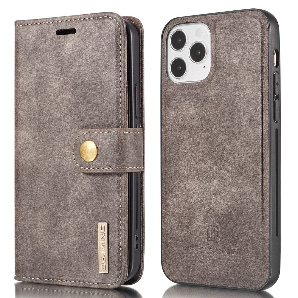 DG.MING-For-iPhone-13-Full-Protection-Anti-scratch-Split-Leather-Wallet-Detachable-2-in-1-Phone-Case-Grey