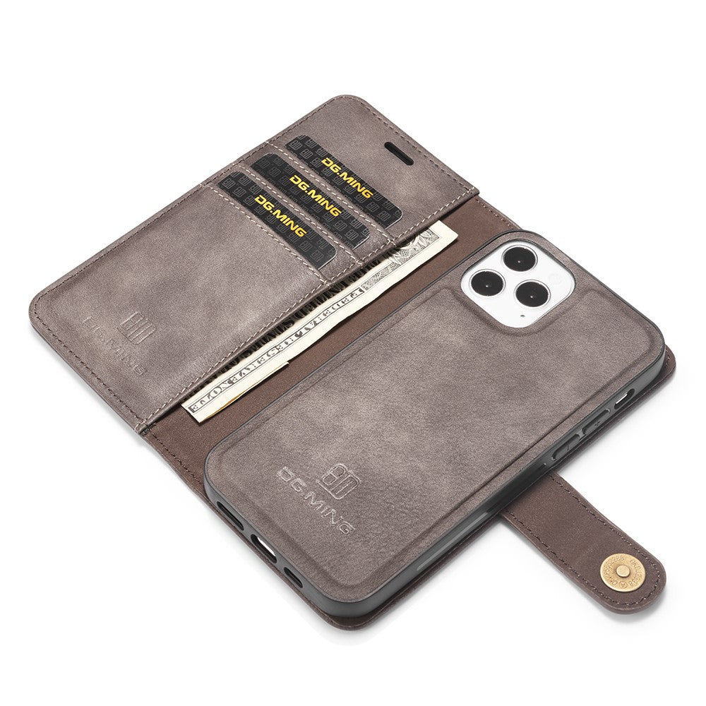 DG.MING-For-iPhone-13-Full-Protection-Anti-scratch-Split-Leather-Wallet-Detachable-2-in-1-Phone-Case-Grey