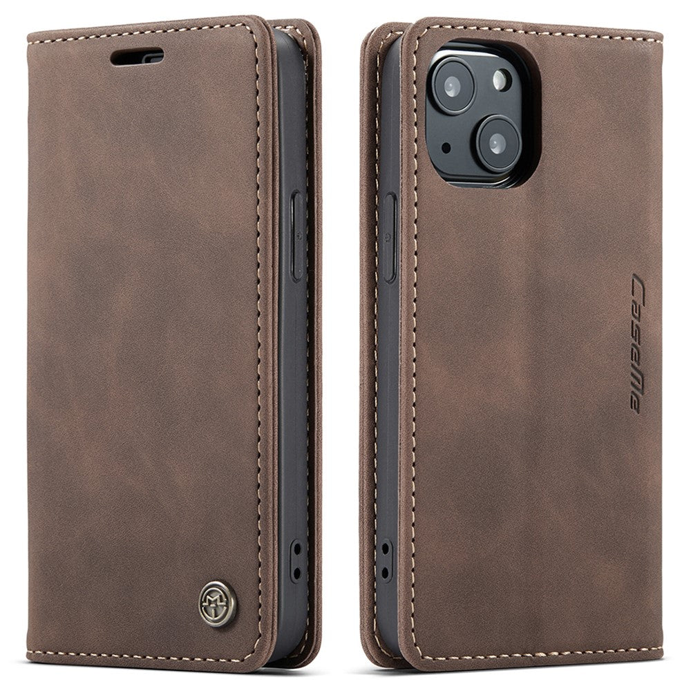CASEME-013-Series-For-iPhone-13-mini-Magnetic-Auto-absorbed-Wallet-Stand-Leather-Phone-Case-Coffee