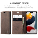 CASEME-013-Series-For-iPhone-13-mini-Magnetic-Auto-absorbed-Wallet-Stand-Leather-Phone-Case-Coffee