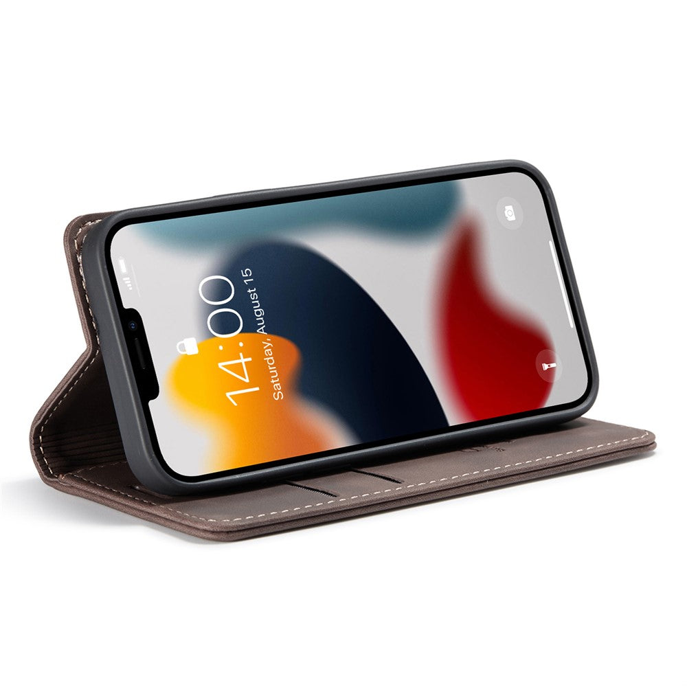 CASEME-013-Series-For-iPhone-13-mini-Magnetic-Auto-absorbed-Wallet-Stand-Leather-Phone-Case-Coffee