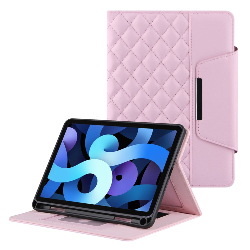 Embroidery-Grids-with-Quality-Hardware-Leather-Stand-Wallet-Tablet-Cover-for-iPad-10.2-(2021)/(2020)/(2019)/Pro-10.5-inch-(2017)/Air-10.5-inch-(2019)-Pink
