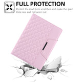 Embroidery-Grids-with-Quality-Hardware-Leather-Stand-Wallet-Tablet-Cover-for-iPad-10.2-(2021)/(2020)/(2019)/Pro-10.5-inch-(2017)/Air-10.5-inch-(2019)-Pink