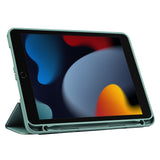 For-iPad-10.2-(2020)-/-(2019)-/-(2021)-Tri-fold-Stand-Protective-Case-Microfiber-Leather-+-TPU-+-Silicone-Auto-Wake-/-Sleep-Tablet-Shell-with-Pen-Slot-Dark-Green