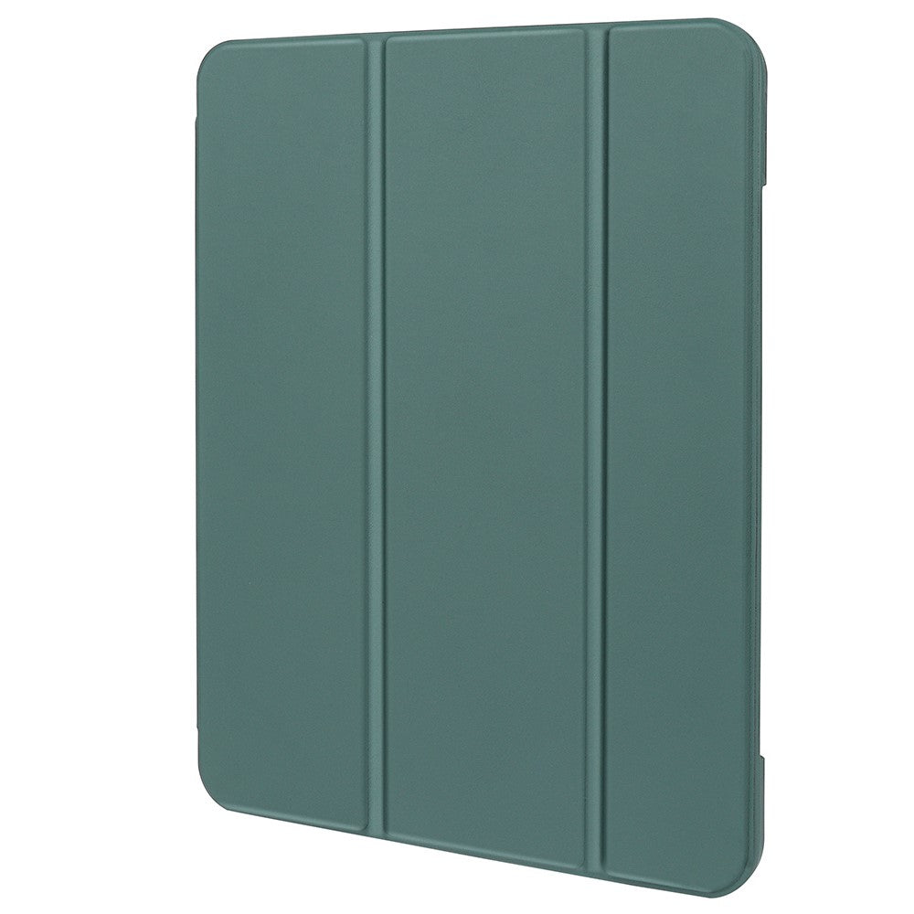 For-iPad-10.2-(2020)-/-(2019)-/-(2021)-Tri-fold-Stand-Protective-Case-Microfiber-Leather-+-TPU-+-Silicone-Auto-Wake-/-Sleep-Tablet-Shell-with-Pen-Slot-Dark-Green