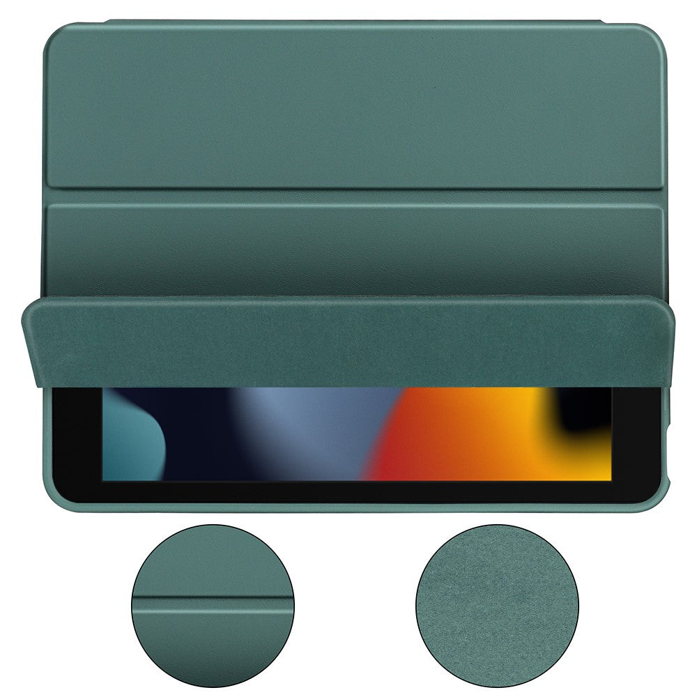 For-iPad-10.2-(2020)-/-(2019)-/-(2021)-Tri-fold-Stand-Protective-Case-Microfiber-Leather-+-TPU-+-Silicone-Auto-Wake-/-Sleep-Tablet-Shell-with-Pen-Slot-Dark-Green
