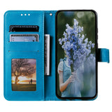 For-iPhone-14-6.1-inch-Imprinted-Mandala-Flower-Pattern-Folding-Stand-PU-Leather-Case-Magnetic-Clasp-Wallet-Flip-Cover-with-Strap-Blue