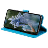 For-iPhone-14-6.1-inch-Imprinted-Mandala-Flower-Pattern-Folding-Stand-PU-Leather-Case-Magnetic-Clasp-Wallet-Flip-Cover-with-Strap-Blue