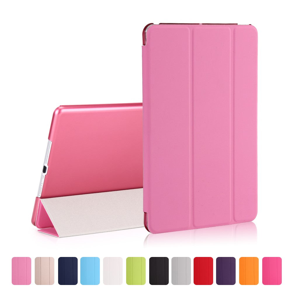 For-iPad-9.7-inch-(2018)-/-(2017)-Magnetic-Tri-Fold-Stand-Leather-Case-Smart-Awake-/-Sleep-Tablet-Cover-Pink