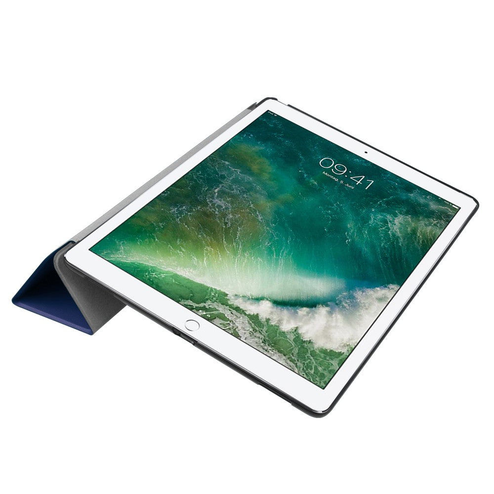 For-iPad-Pro-12.9-(2017)-PU-Leather-Ultra-Thin-Tri-fold-Stand-Auto-Sleep/Wake-Tablet-Cover-Dark-Blue