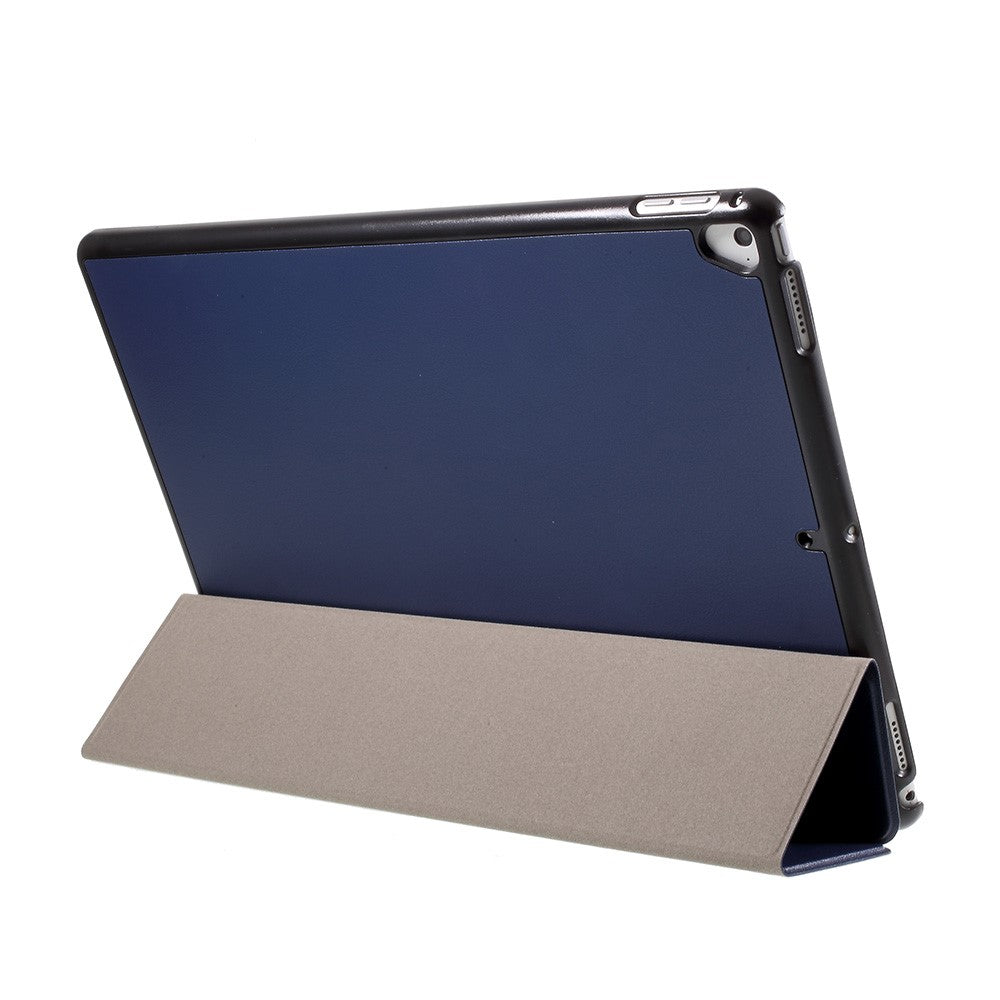 For-iPad-Pro-12.9-(2017)-PU-Leather-Ultra-Thin-Tri-fold-Stand-Auto-Sleep/Wake-Tablet-Cover-Dark-Blue