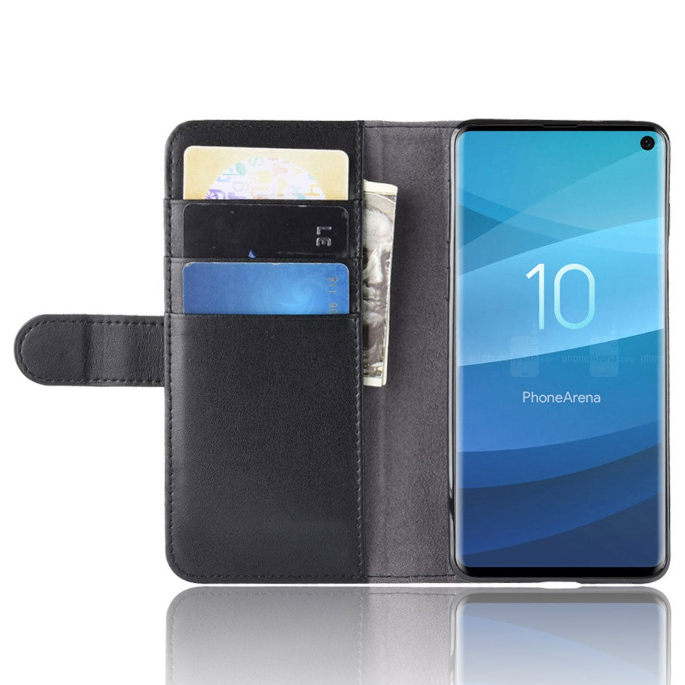 For-Samsung-Galaxy-S10-Phone-Cases-Genuine-Split-Leather-Wallet-Mobile-Cover-Stand-Black