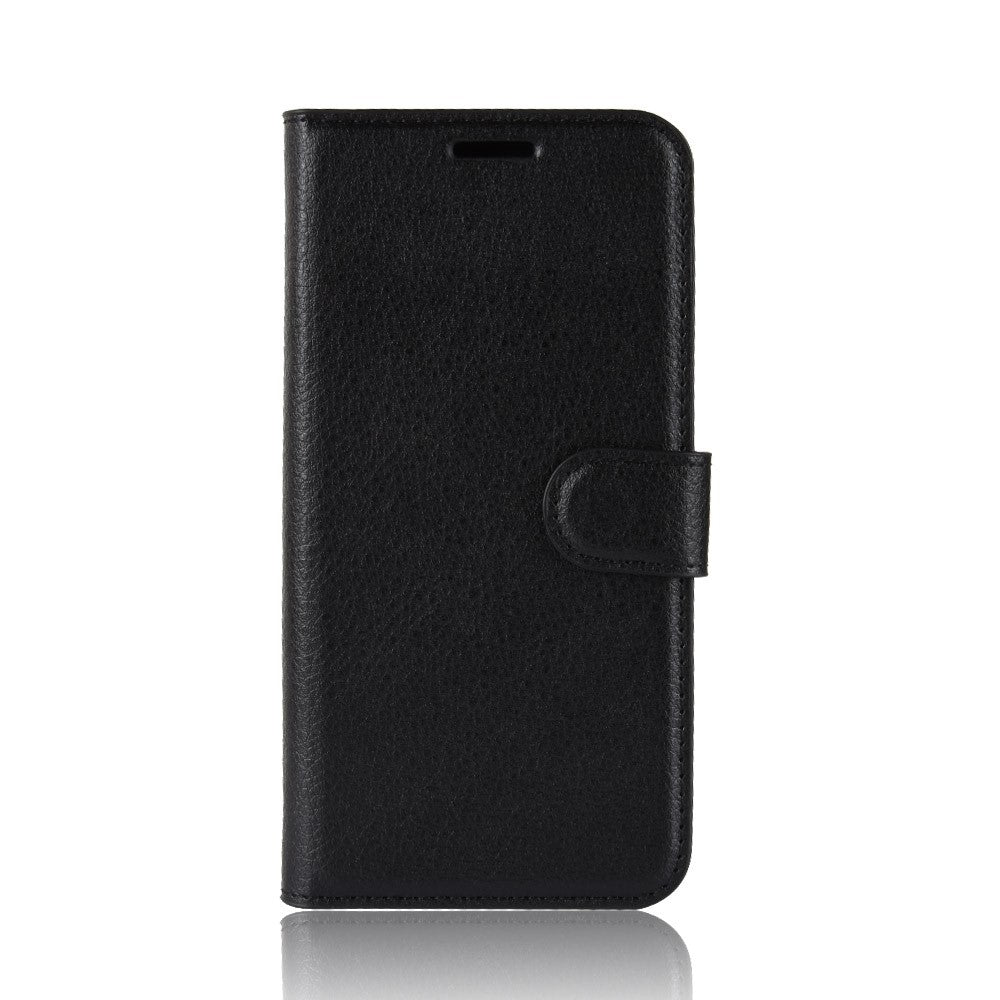 Litchi-Skin-PU-Leather-Phone-Cover-Shell-with-3-Card-Slots-for-Samsung-Galaxy-A40-Cell-Phone-Accessory-Black