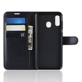 Litchi-Skin-PU-Leather-Phone-Cover-Shell-with-3-Card-Slots-for-Samsung-Galaxy-A40-Cell-Phone-Accessory-Black