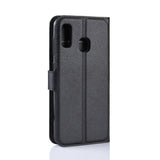 Litchi-Skin-PU-Leather-Phone-Cover-Shell-with-3-Card-Slots-for-Samsung-Galaxy-A40-Cell-Phone-Accessory-Black