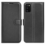 Litchi-Texture-PU-Leather-Magnetic-Flip-Stand-Wallet-Phone-Case-for-Galaxy-A41-(Global-Version)-Black