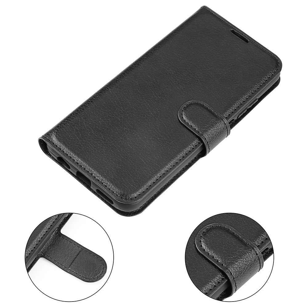 Litchi-Texture-PU-Leather-Magnetic-Flip-Stand-Wallet-Phone-Case-for-Galaxy-A41-(Global-Version)-Black