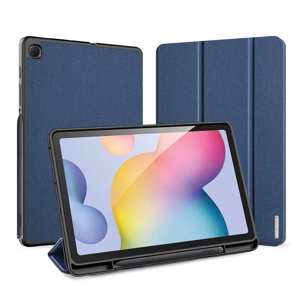 DUX-DUCIS-Domo-Series-Leather-Case-for-Samsung-Galaxy-Tab-S6-Lite-(2024)/(2022)/(2020)-P610-P615-Pen-Slot-Tri-fold-Stand-Cover-Blue