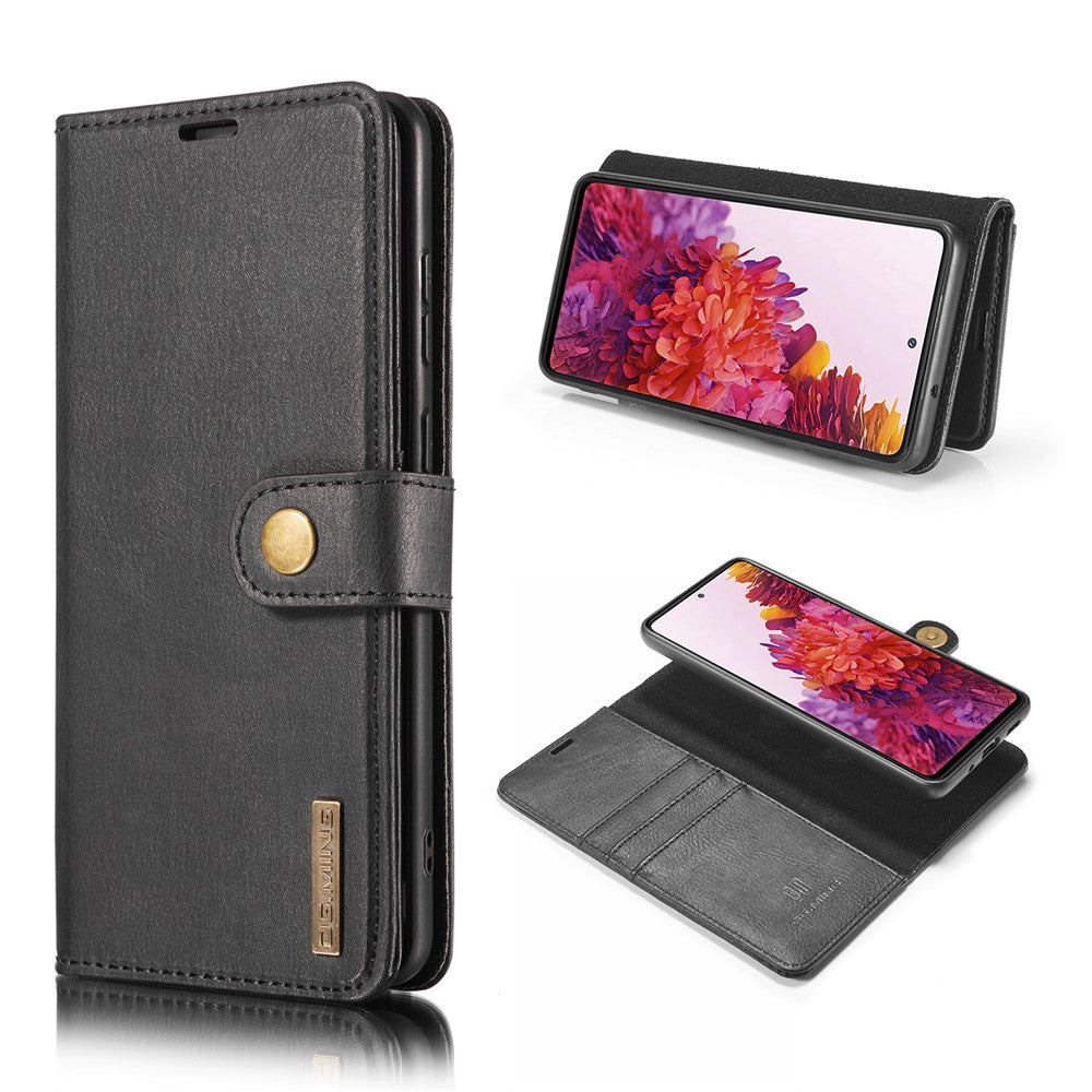 DG.MING-Detachable-2-in-1-Split-Leather-Wallet-Shell-+-PC-Back-Case-for-Samsung-Galaxy-S20-FE-4G-/-5G-/-S20-Lite-/-S20-FE-2022-Black