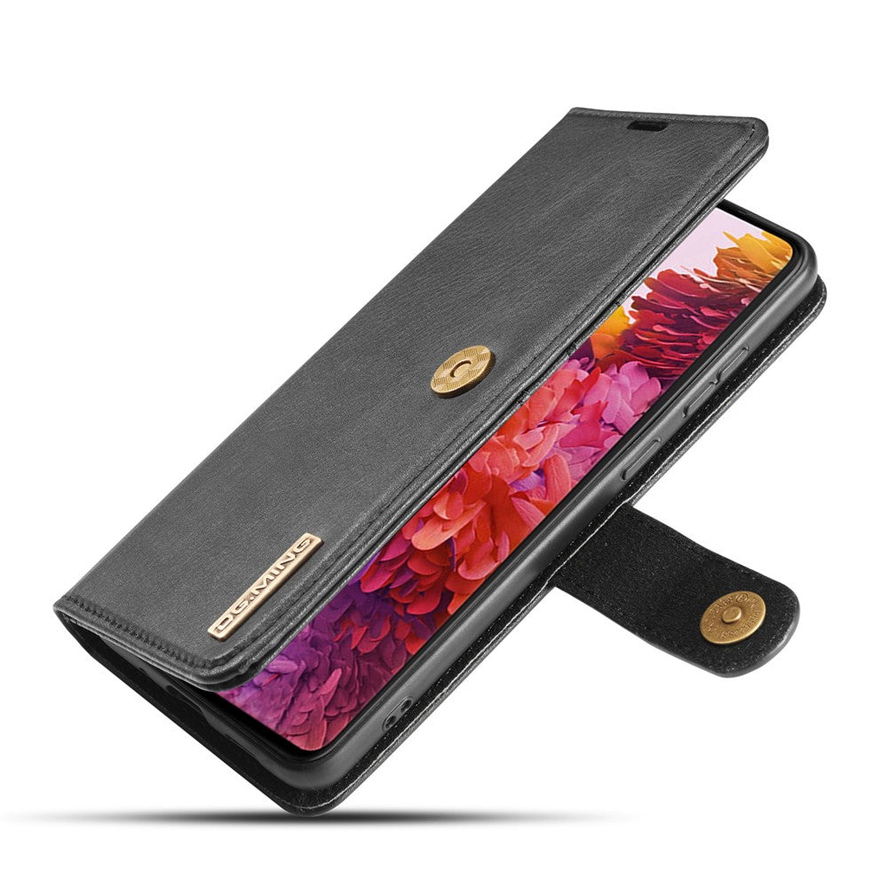 DG.MING-Detachable-2-in-1-Split-Leather-Wallet-Shell-+-PC-Back-Case-for-Samsung-Galaxy-S20-FE-4G-/-5G-/-S20-Lite-/-S20-FE-2022-Black