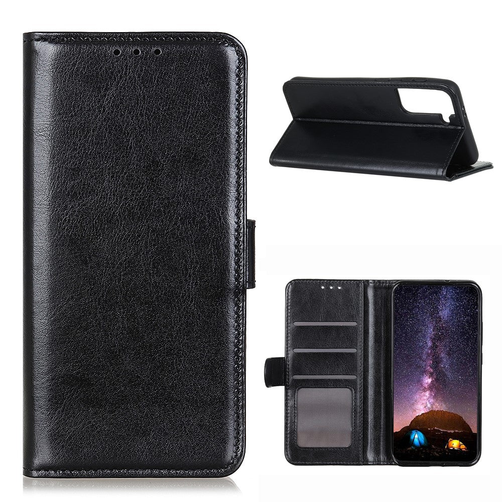 Shockproof-Anti-dust-Crazy-Horse-Leather-Wallet-Stand-Cellphone-Cover-Case-for-Samsung-Galaxy-S21-5G/S21-4G-Black