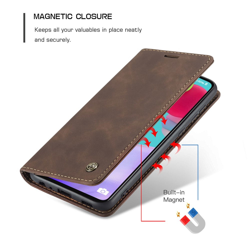 CASEME-013-Series-Leather-Cover-for-Samsung-Galaxy-A52-5G/A52-4G/A52s-5G-Magnetic-Auto-absorbed-Wallet-Stand-Case-Coffee