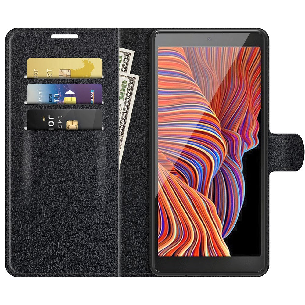 Litchi-Skin-Leather-Wallet-Stand-Case-for-Samsung-Galaxy-Xcover-5-/-Xcover-5S-Black