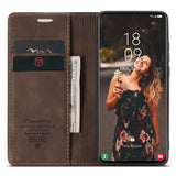 CASEME-013-Series-For-Samsung-Galaxy-S21-FE-Wallet-Stand-Cover-Automatic-Suction-Leather-Case-Coffee