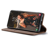 CASEME-013-Series-For-Samsung-Galaxy-S21-FE-Wallet-Stand-Cover-Automatic-Suction-Leather-Case-Coffee