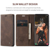 CASEME-013-Series-For-Samsung-Galaxy-S21-FE-Wallet-Stand-Cover-Automatic-Suction-Leather-Case-Coffee