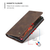 CASEME-013-Series-For-Samsung-Galaxy-S21-FE-Wallet-Stand-Cover-Automatic-Suction-Leather-Case-Coffee