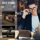 CASEME-013-Series-For-Samsung-Galaxy-S21-FE-Wallet-Stand-Cover-Automatic-Suction-Leather-Case-Coffee