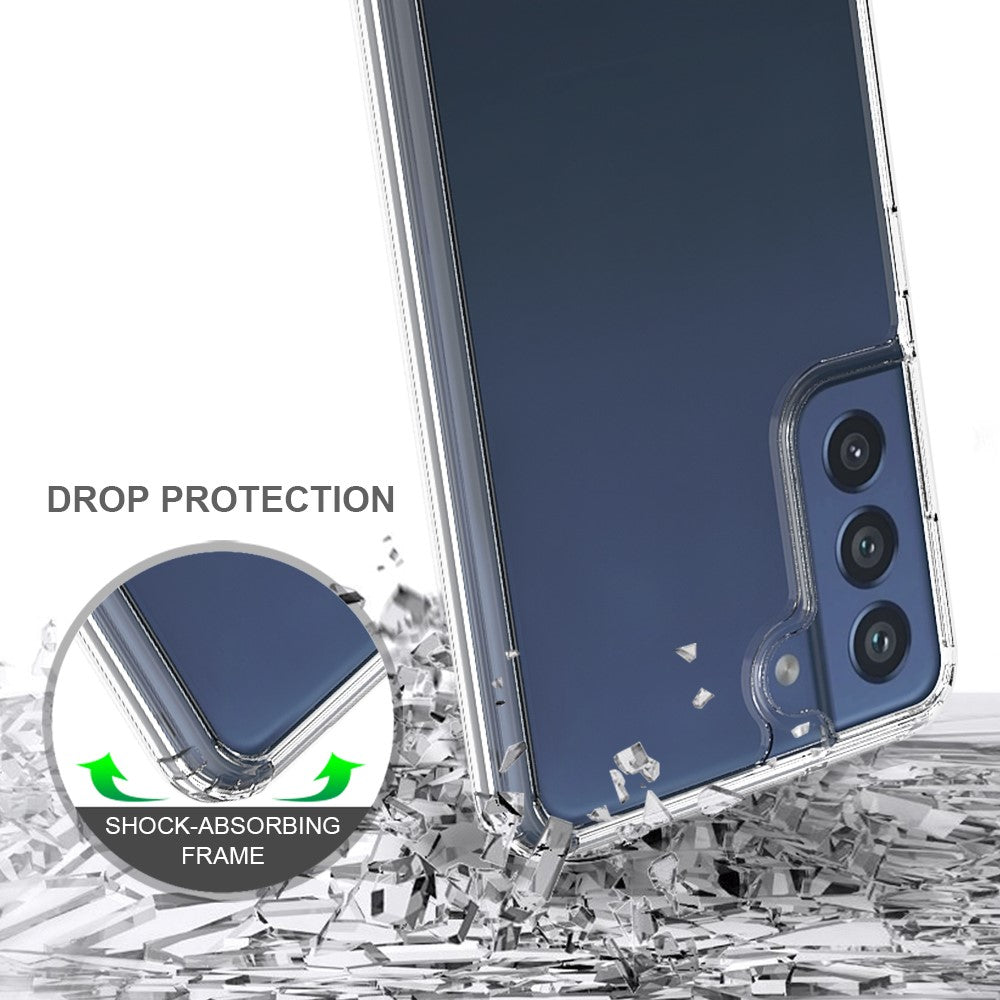 Four-Corner-Cushioned-Anti-Scratch-Clear-Acrylic-+-TPU-Anti-Drop-Hybrid-Cover-for-Samsung-Galaxy-S21-FE