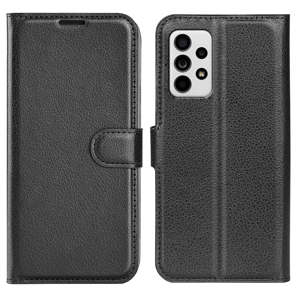 For-Samsung-Galaxy-A33-5G-Litchi-Texture-PU-Leather-Flip-Stand-Case-Wallet-Style-Magnetic-Clasp-Protective-Phone-Cover-Black