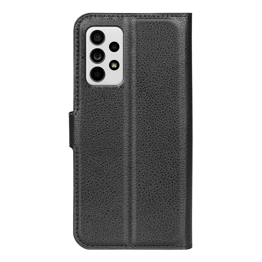 For-Samsung-Galaxy-A33-5G-Litchi-Texture-PU-Leather-Flip-Stand-Case-Wallet-Style-Magnetic-Clasp-Protective-Phone-Cover-Black