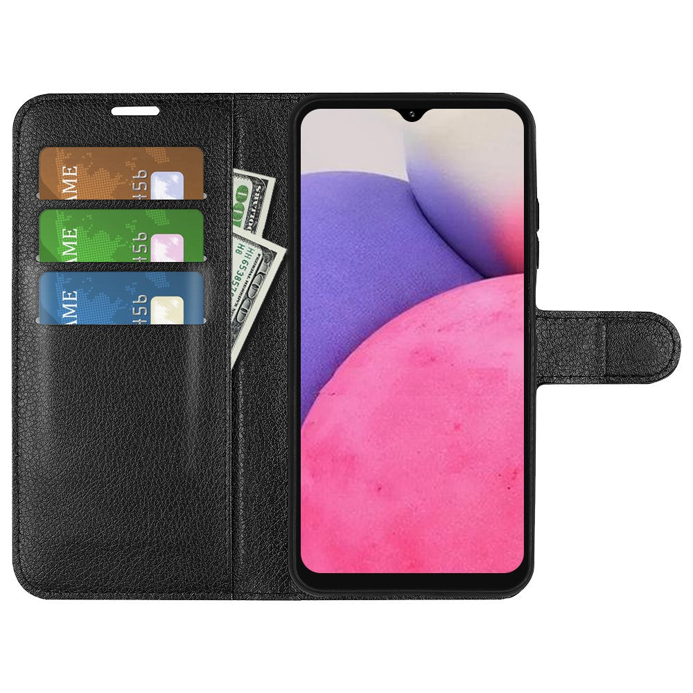 For-Samsung-Galaxy-A33-5G-Litchi-Texture-PU-Leather-Flip-Stand-Case-Wallet-Style-Magnetic-Clasp-Protective-Phone-Cover-Black