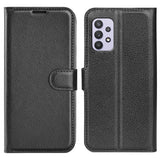 For-Samsung-Galaxy-A53-5G-Litchi-Texture-PU-Leather-Folio-Case-Magnetic-Clasp-Anti-scratch-Phone-Cover-with-Stand-Wallet-Black