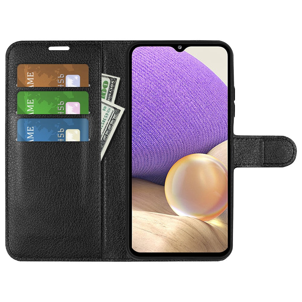For-Samsung-Galaxy-A53-5G-Litchi-Texture-PU-Leather-Folio-Case-Magnetic-Clasp-Anti-scratch-Phone-Cover-with-Stand-Wallet-Black