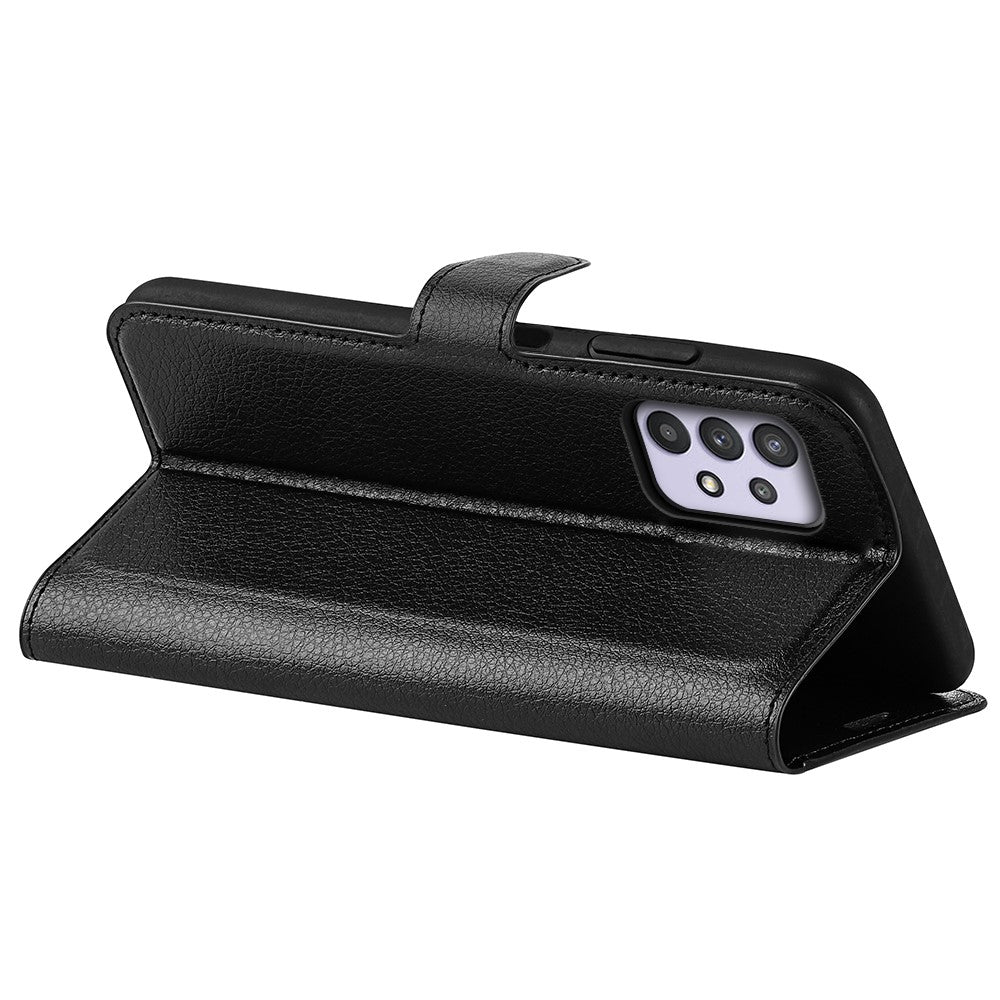 For-Samsung-Galaxy-A53-5G-Litchi-Texture-PU-Leather-Folio-Case-Magnetic-Clasp-Anti-scratch-Phone-Cover-with-Stand-Wallet-Black