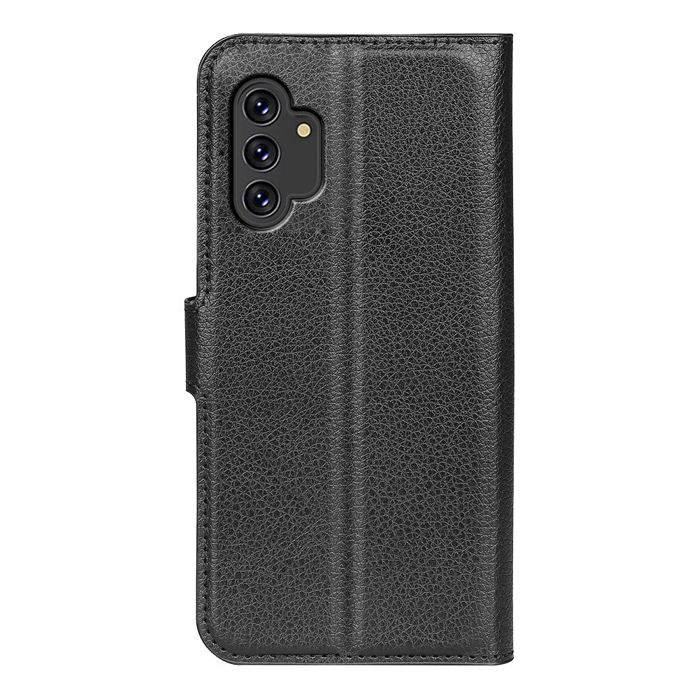 For-Samsung-Galaxy-A13-4G-Litchi-Texture-PU-Leather-Cover-Wallet-Stand-Magnetic-Clasp-Folio-Flip-Phone-Case-Black