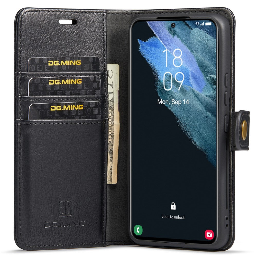 DG.MING-For-Samsung-Galaxy-S22-5G-Detachable-2-in-1-Split-Leather-Full-Protection-Shell-Wallet-Cover-TPU-Inner-Phone-Case-Black
