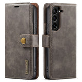 DG.MING-For-Samsung-Galaxy-S22-5G-Detachable-2-in-1-Split-Leather-Full-Protection-Shell-Wallet-Cover-TPU-Inner-Phone-Case-Grey