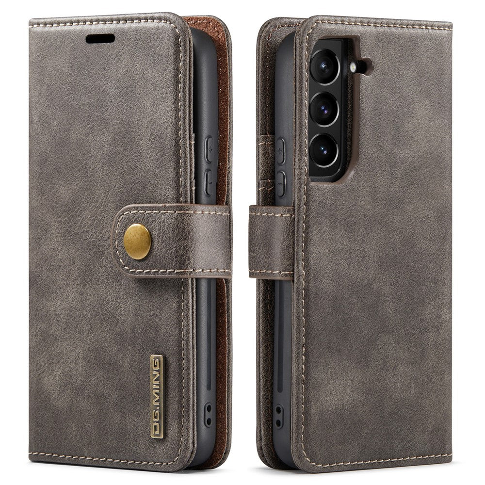 DG.MING-For-Samsung-Galaxy-S22-5G-Detachable-2-in-1-Split-Leather-Full-Protection-Shell-Wallet-Cover-TPU-Inner-Phone-Case-Grey